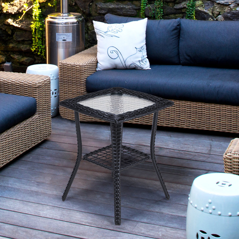 Table d'appoint en osier Avanthi, Noir