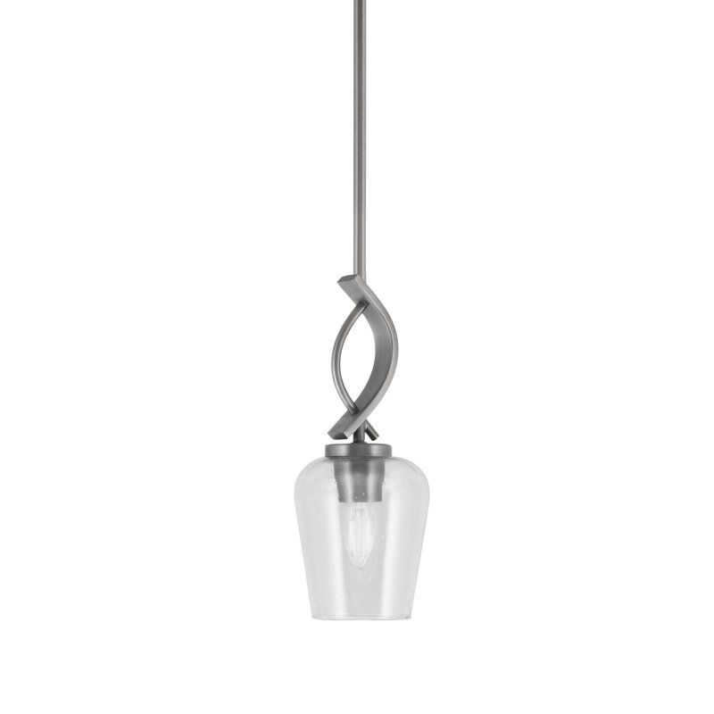 Mini-luminaire suspendu Unia suspendu en finition graphite avec verre transparent de 5 po