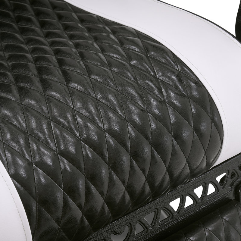 Fauteuil inclinable de salon de coiffure 25 po, Similicuir noir / blanc