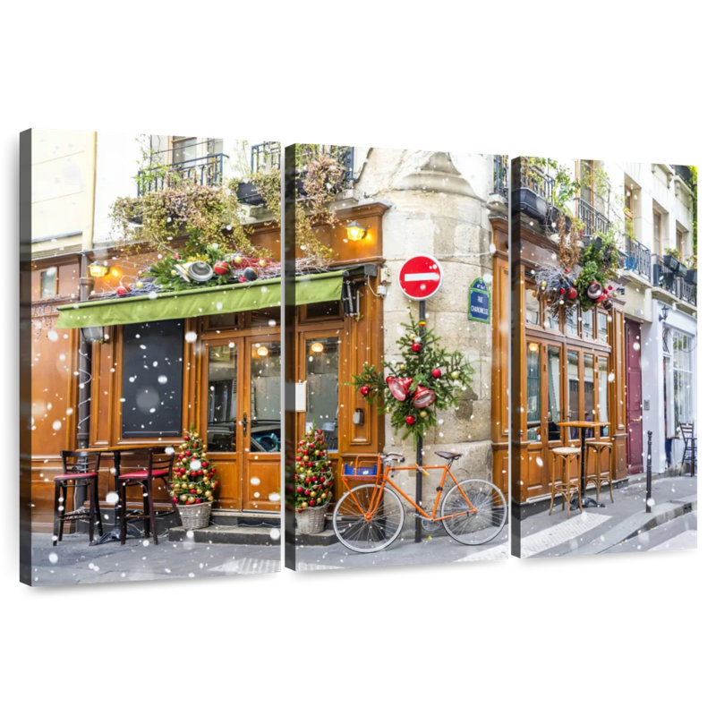 Noël au café français, H 28 po x l 45 po
