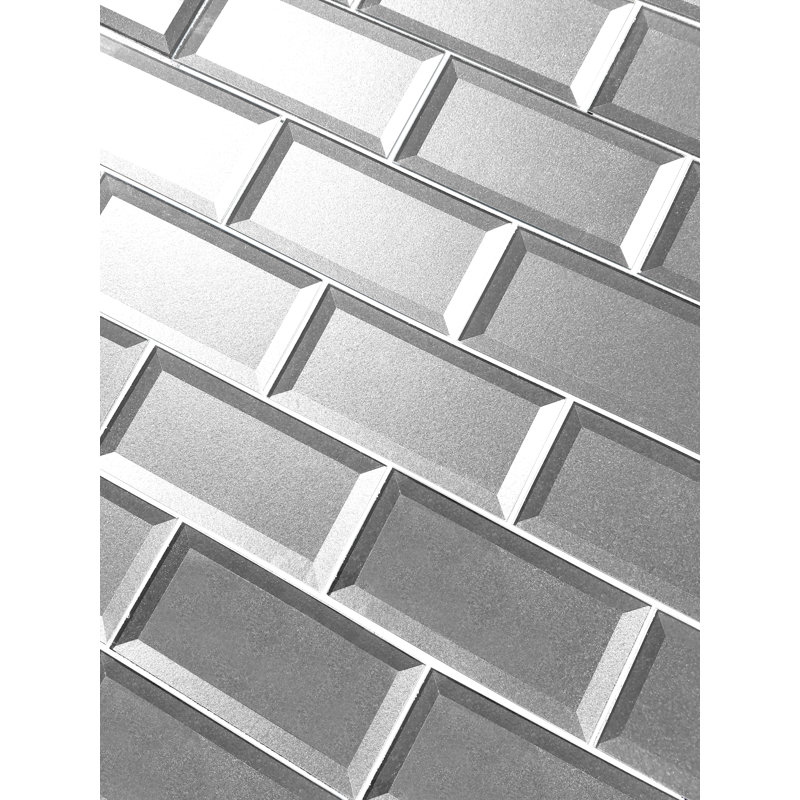Carrelage mural décoratif de cuisine et de salle de bain à rebord inversé en verre de qualité diamant 3 po x 6 po Secret Dimensions