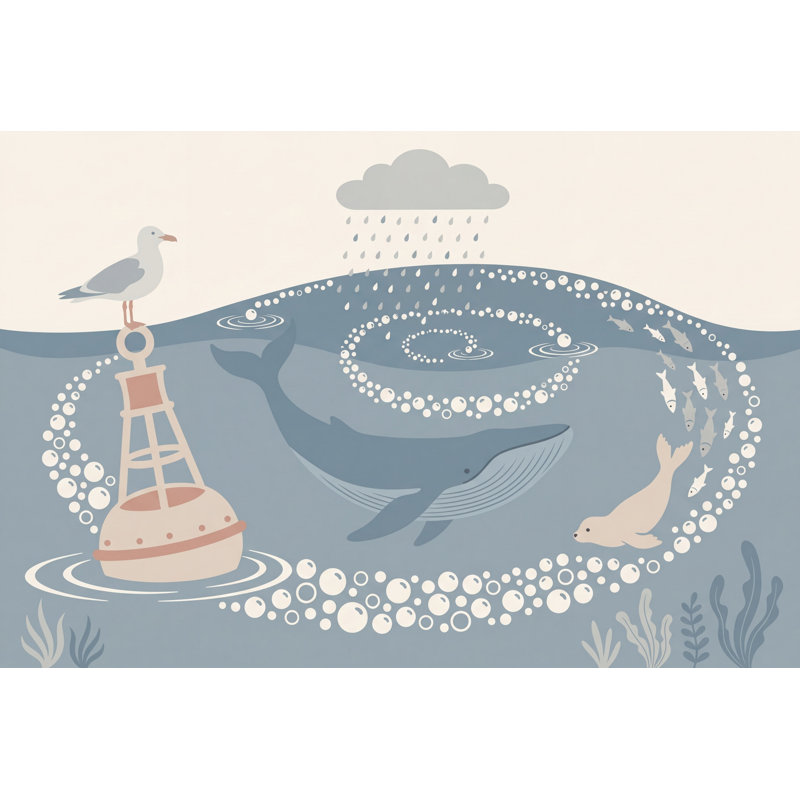 Murale baleine côtière Ocean, Non tissé, 120 po x 96 po