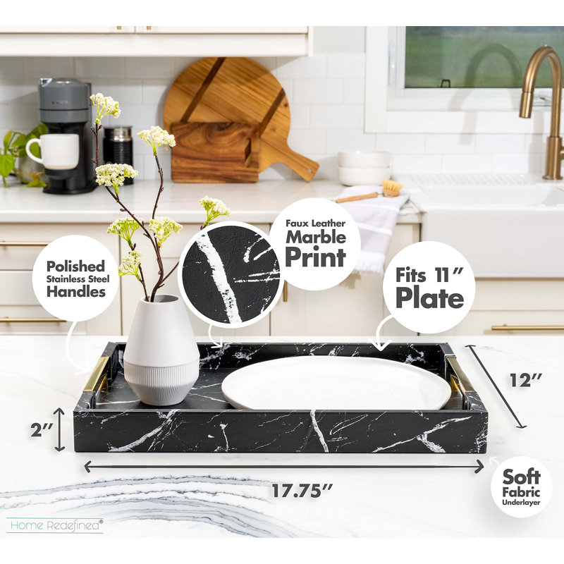 Mayalee Tray, Black Marble/Gold