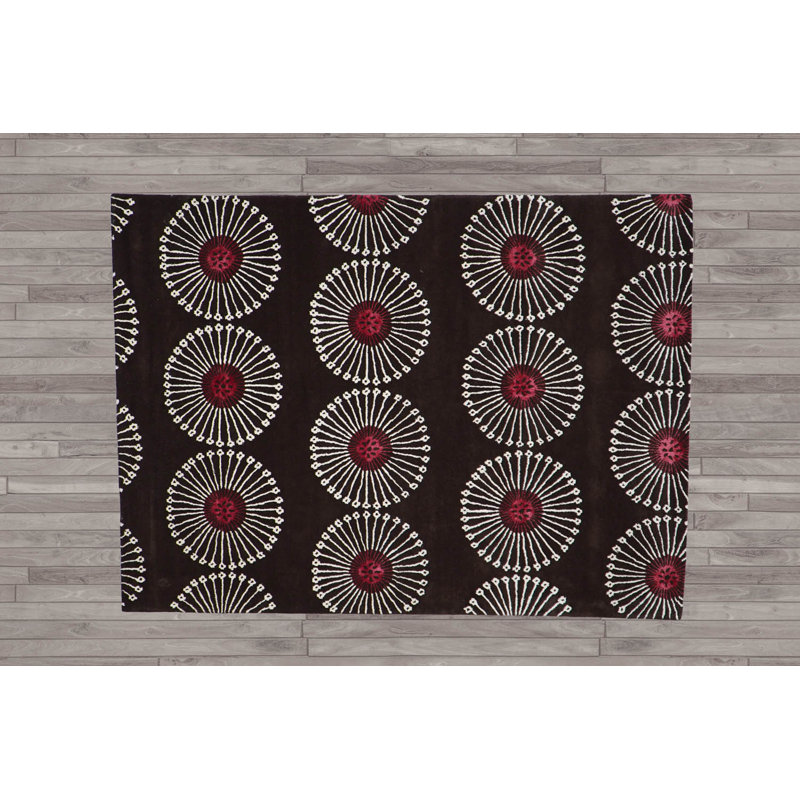 Multi Size Brown Hand Tufted Modern Wool Silk Oriental Area Rug, Rectangle 3'6" x 5'6"