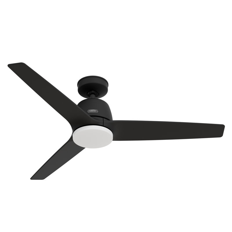 52 inch Malden Ceiling Fan with LED Light Kit and Handheld Remote, Black, Matte Black