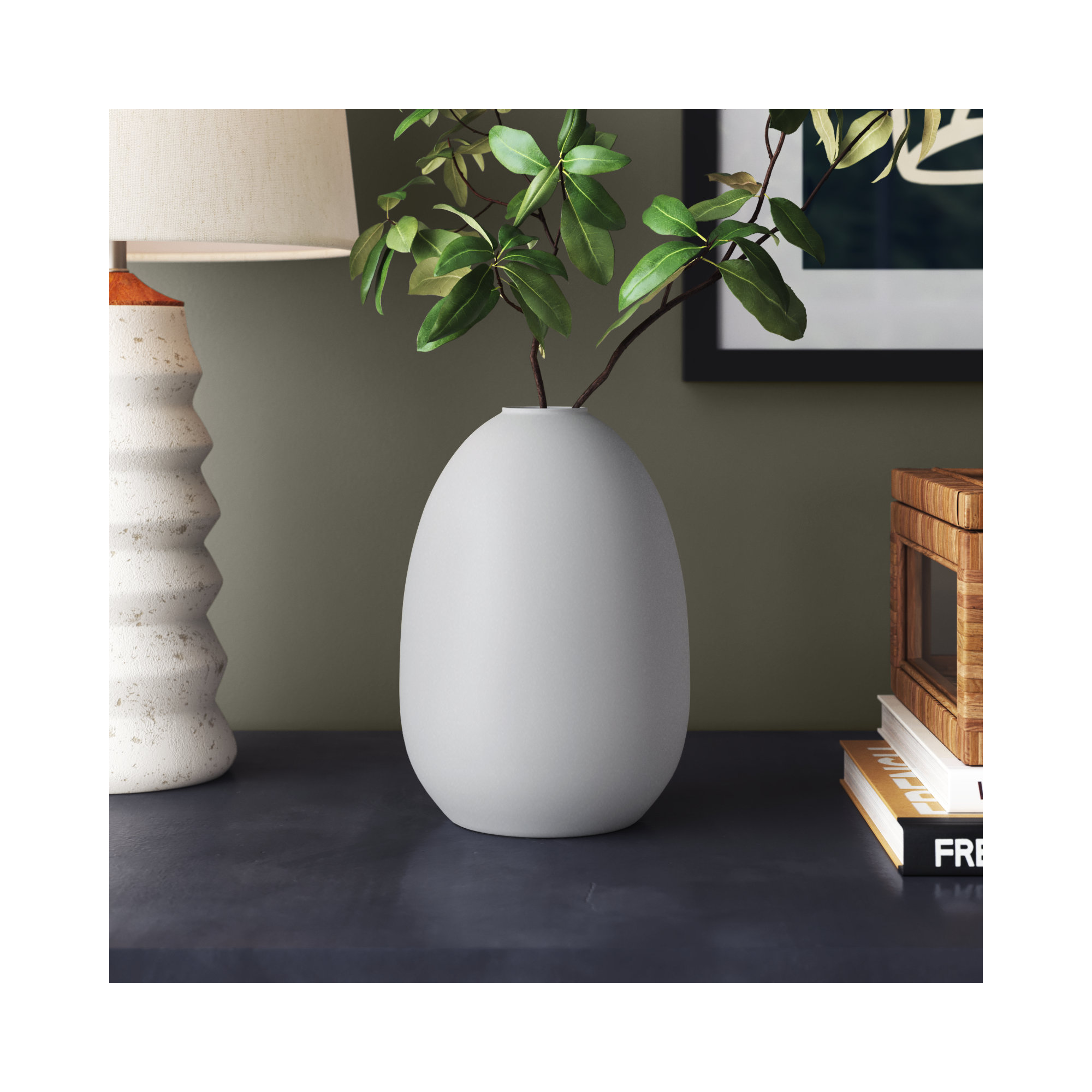 Jenny Aluminum Table Vase, 7.25" H x 5" W x 5" D, White