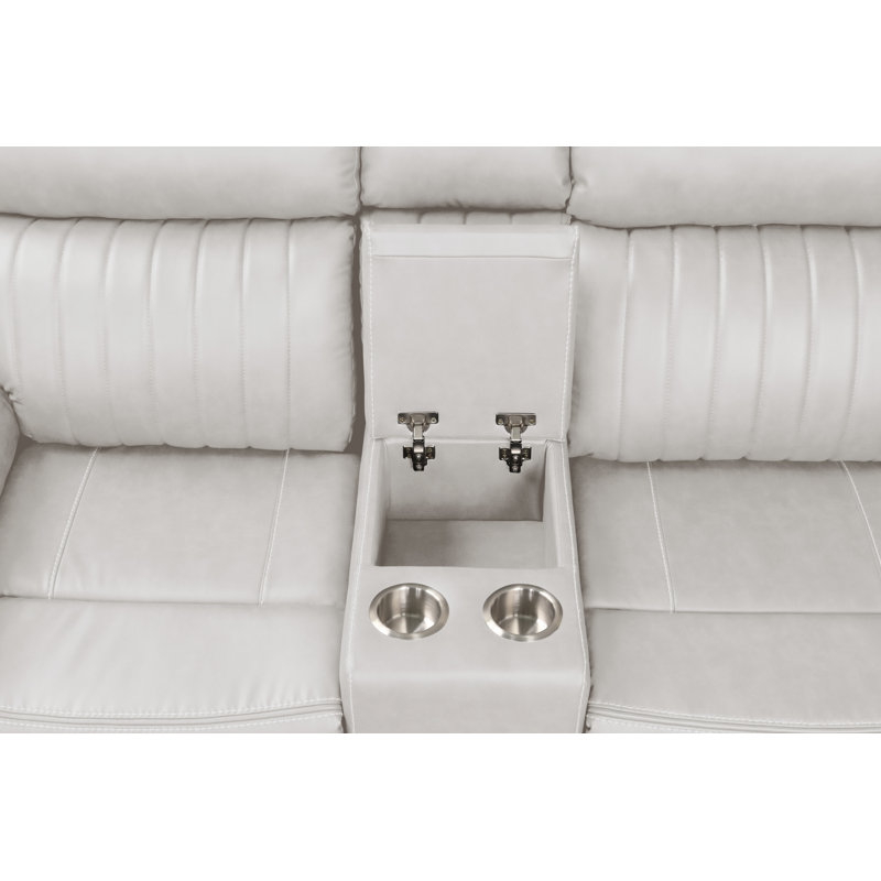 Briehn Faux Leather Curved Sectional, Beige