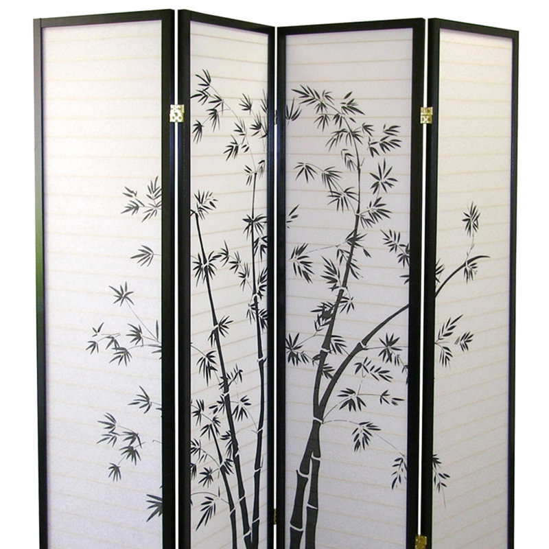 4 paravents de 70 po de hauteur avec panneaux à motifs, cadre en bois noir pour créer un grand écran d'intimité avec finition et répartition de l'espace