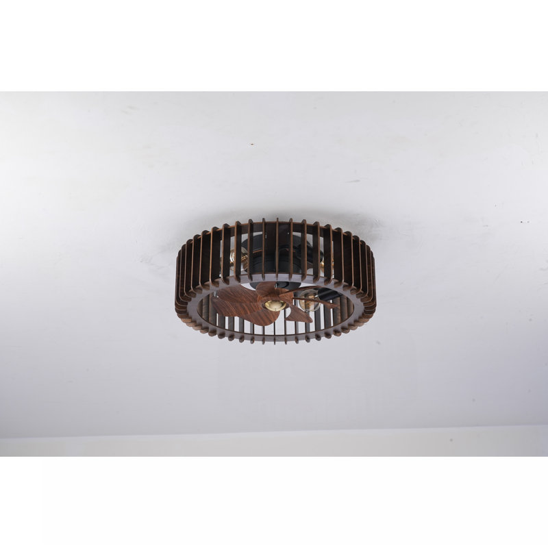 Ventilateur encastré moderne de 20 po, ventilateurs de plafond avec lumières (sans ampoules incluses) et télécommande, 6 vitesses, moteur à courant continu silencieux pour le salon, la chambre à coucher, la cuisine - bois