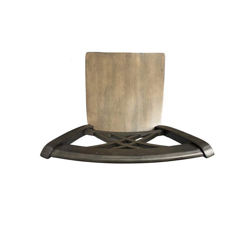 Donsha Solid Wood Cross Back Dining Chair In Walnut Maple, Gray Stone/Black Stone