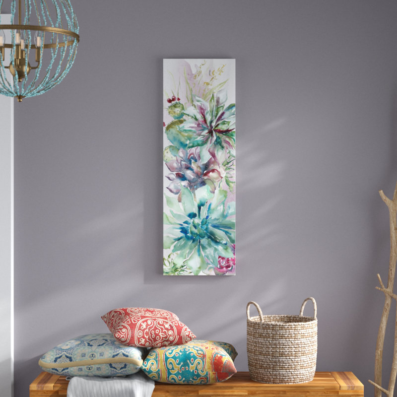 « succulent jardin ii »-reproduction sur toile tendue, H 45 po x l 15 po x P 1,5 po