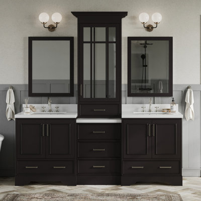 Ensemble de meuble-lavabo double 85 po avec miroir Abshire