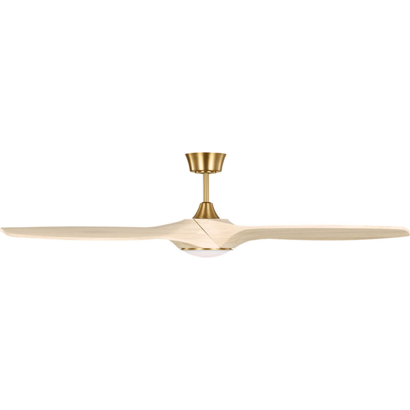 Selen Smart LED Ceiling Fan, Burnished Brass, 60" Wide, Washed White Oak