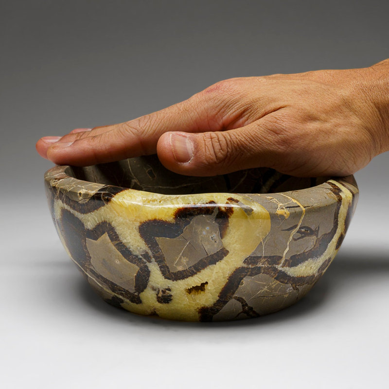 Genuine Polished Septarian Bowl from Madagascar (3.7 Lbs)