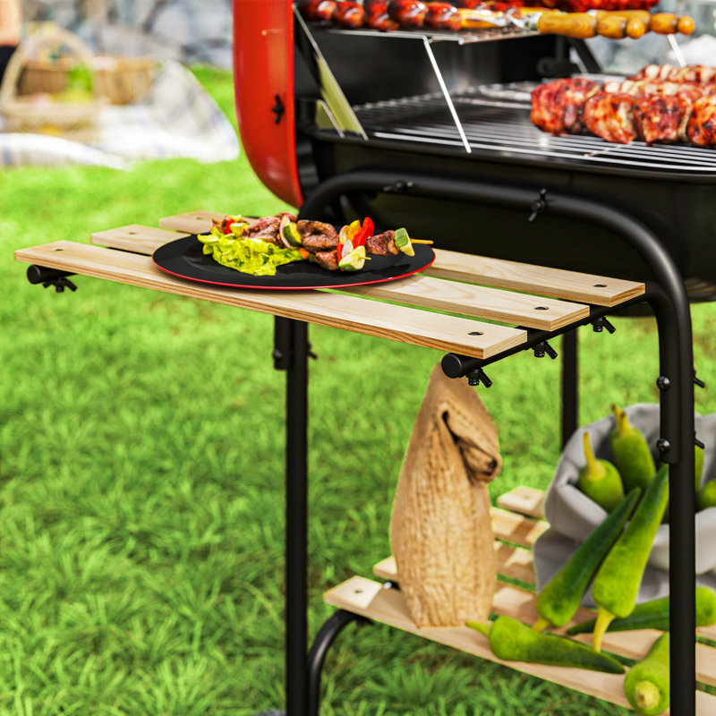 Dakota Fields 98cm W Charcoal Grill, Red