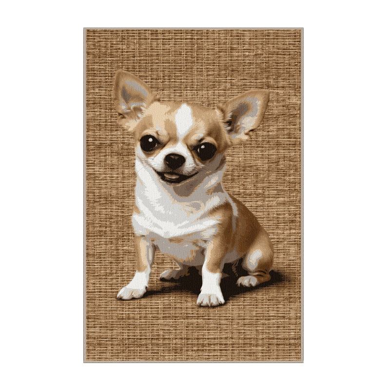 Washable Chihuahua Dogs Area Rug, Square 8'