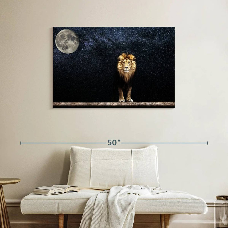 Lion Brampt au clair de lune, H 26 po x l 39 po