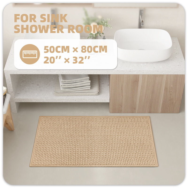 Tapis pour salle de bain Idalee, Kaki, L 20 po x L 32 po