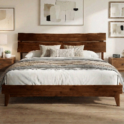 Base de lit plateforme en bois massif de qualité supérieure Acacia Aurora