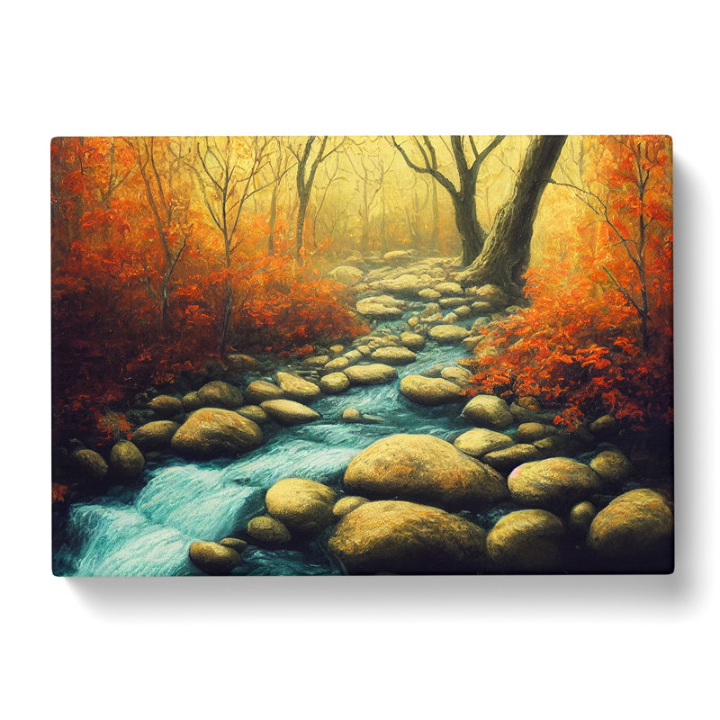 An Autumn Forest Stream - Wrapped Canvas, 40cm H x 60cm W x 3cm D