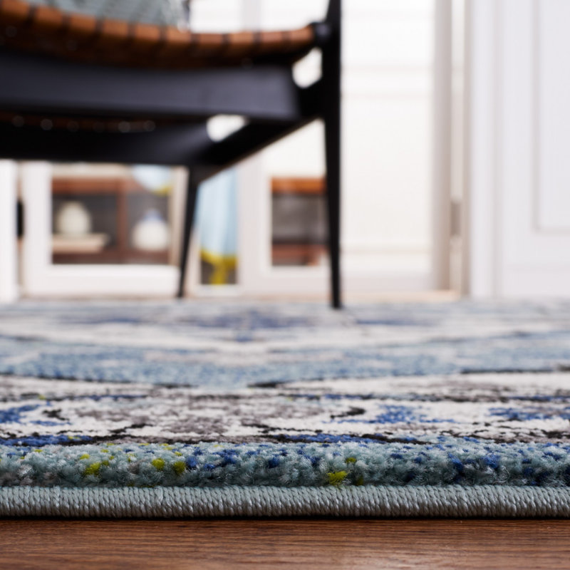 Tapis bleu-vert / ivoire Evanoff 261, Rectangle 8 pi x 10 pi