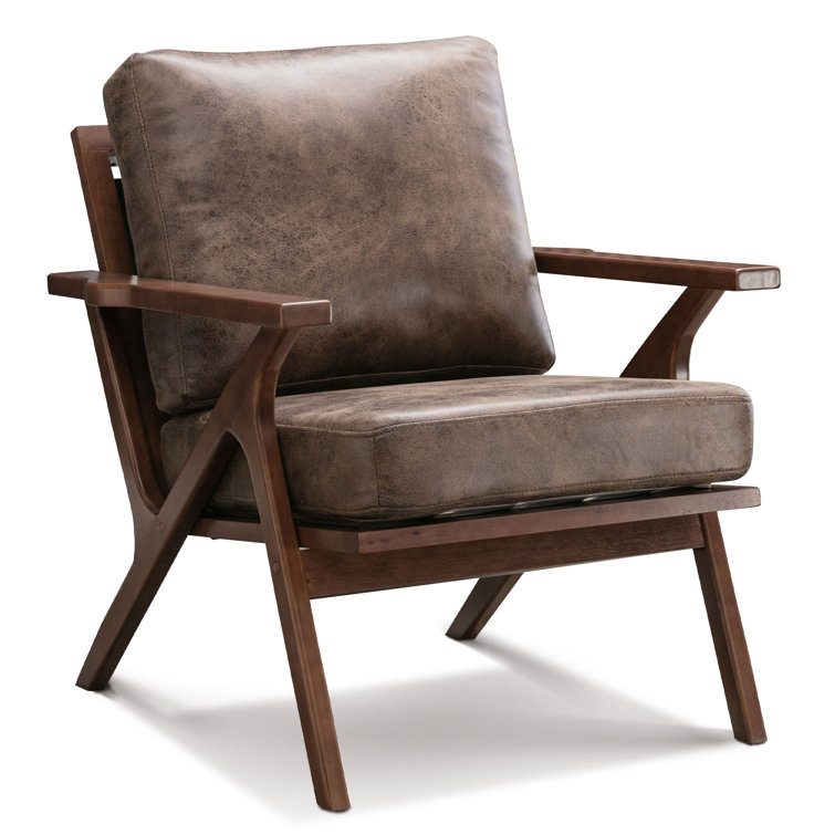 Salma 33" Wide Solid Wood Frame Upholstered Mid Century Modern Retro Accent Chair