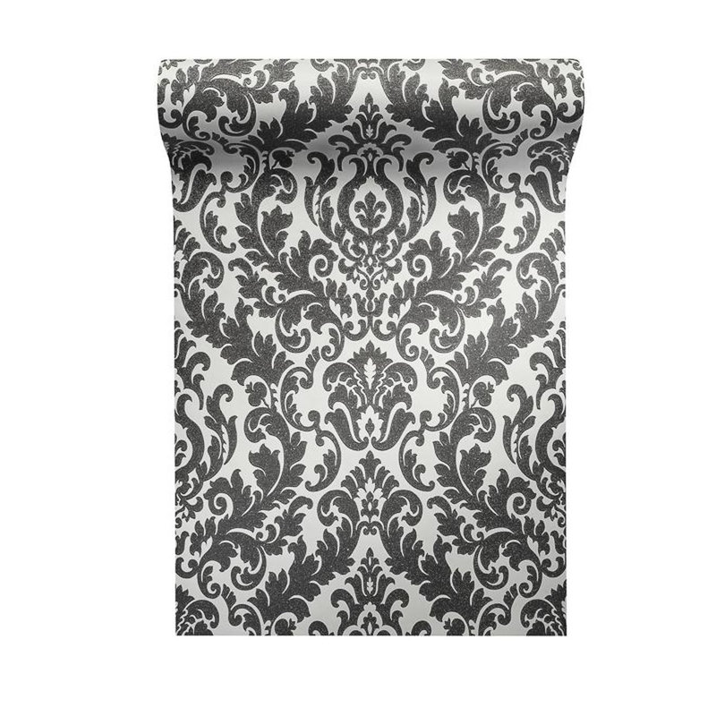 Rouleau de papier peint texturé L 33 pi x l 21 po Sujanti, Noir / blanc