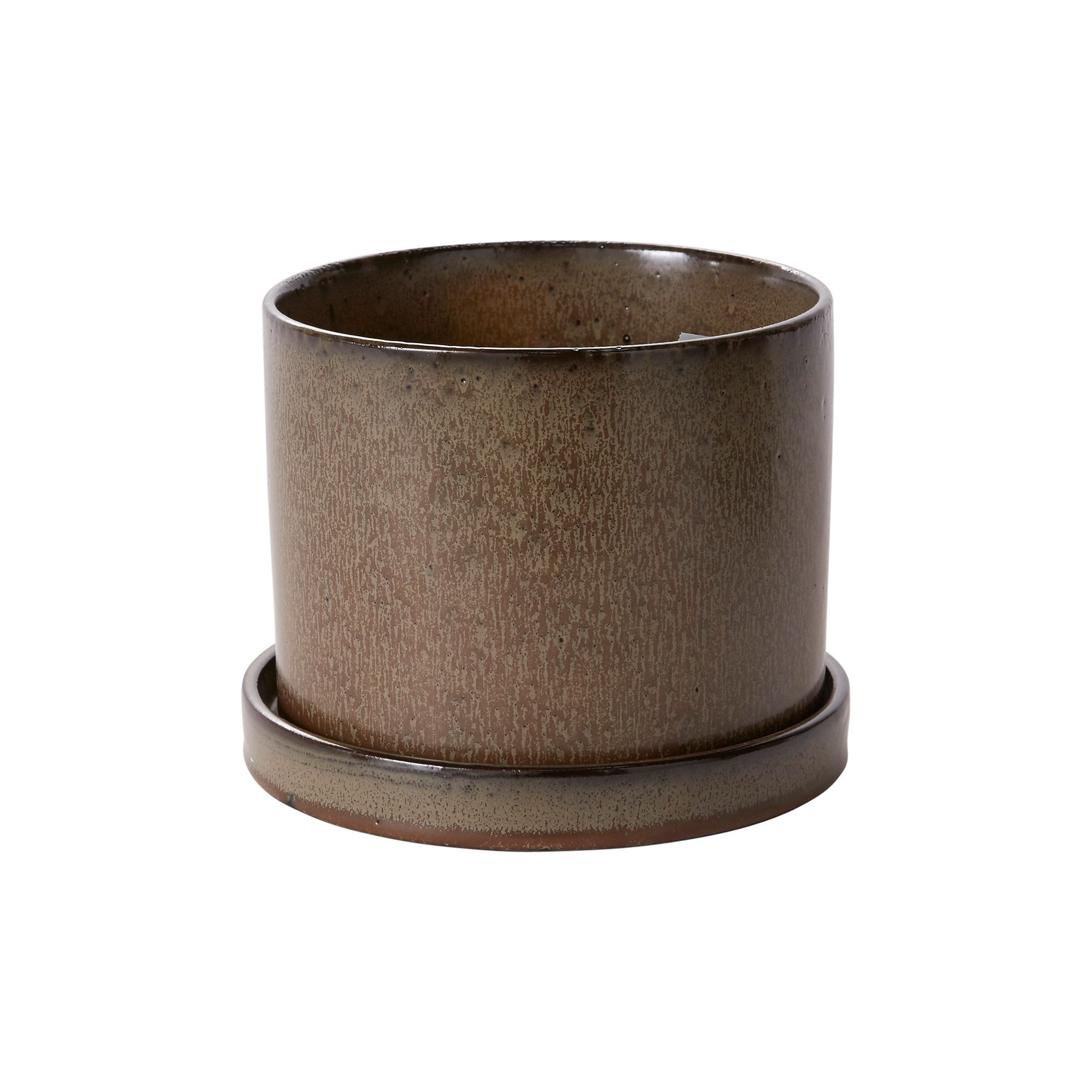 Tyron Ceramic Pot Planter, 7" H x 6.5" W x 6.5" D, Brown