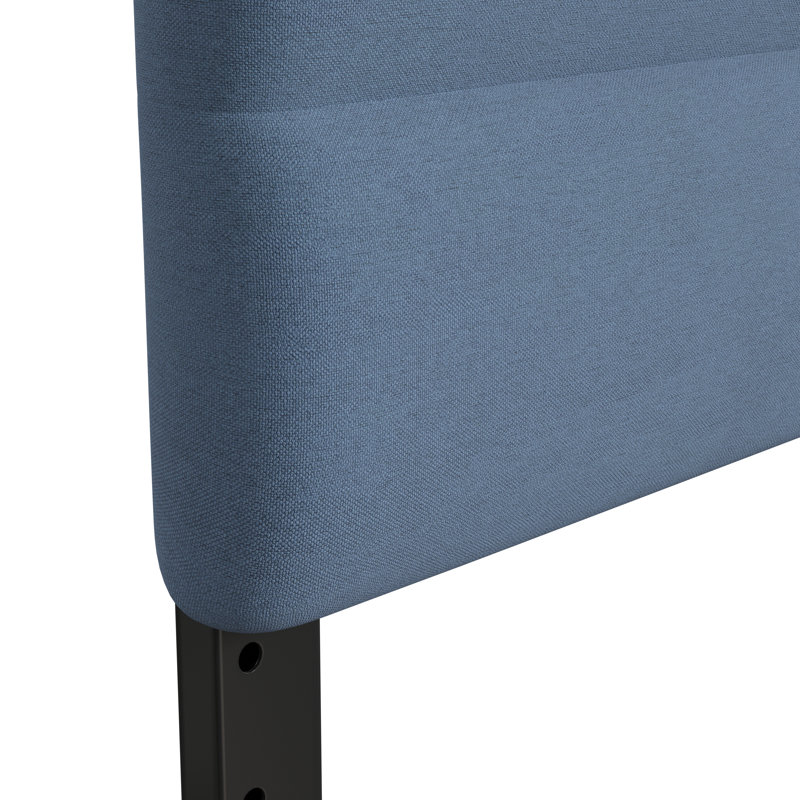 Channel Stitched Upholstered Headboard, Adjustable Height from 44.5" to 57.25", Blue, King