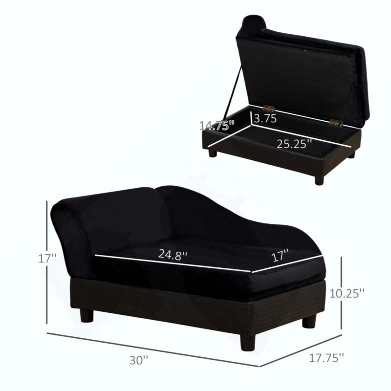 Canapé pour chien avec rangement pour animaux de compagnie, Noir