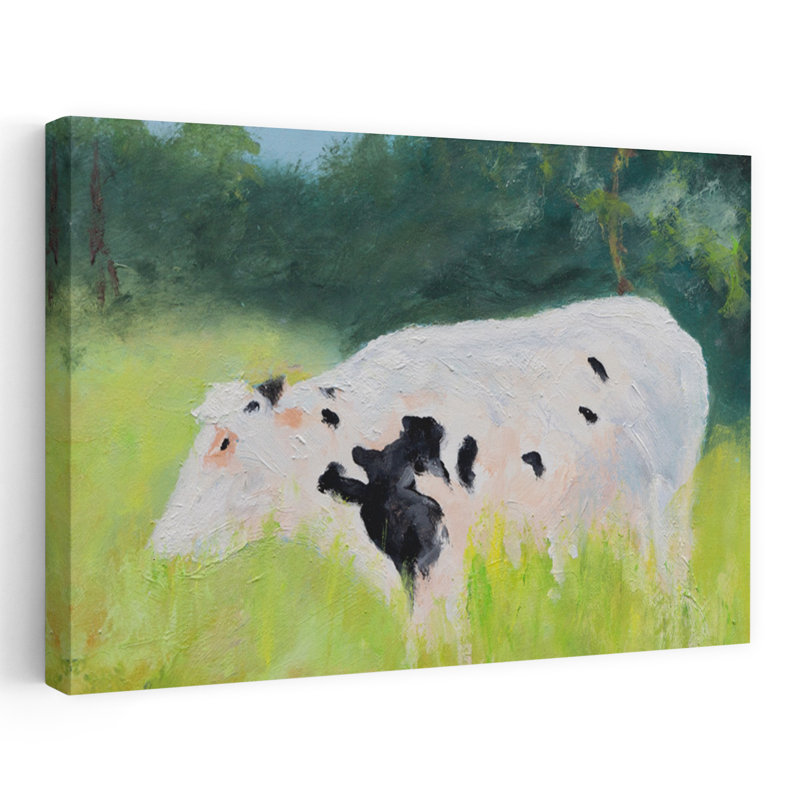 Contemporary Art Abstract Contemporary Cow Landscape Nature Wall Art by Richard Gombar - Wrapped Canvas Print