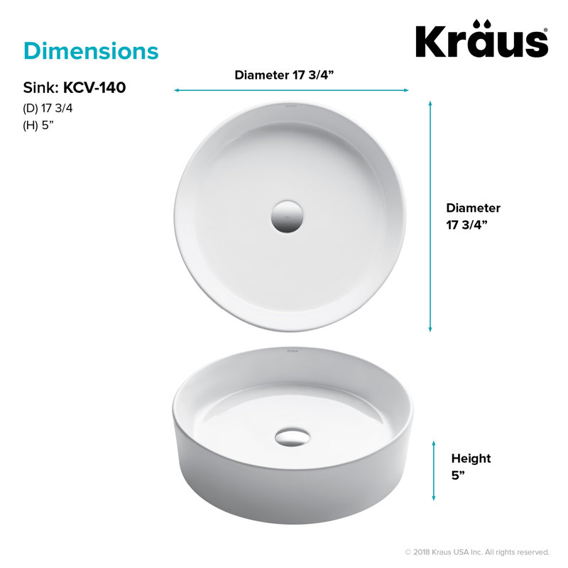 Lavabo de salle de bain à vasque circulaire en céramique fine