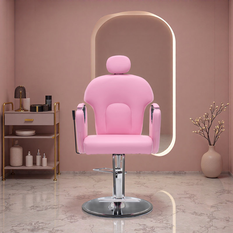 Fauteuil de coiffeur Barber, Pink, Silver