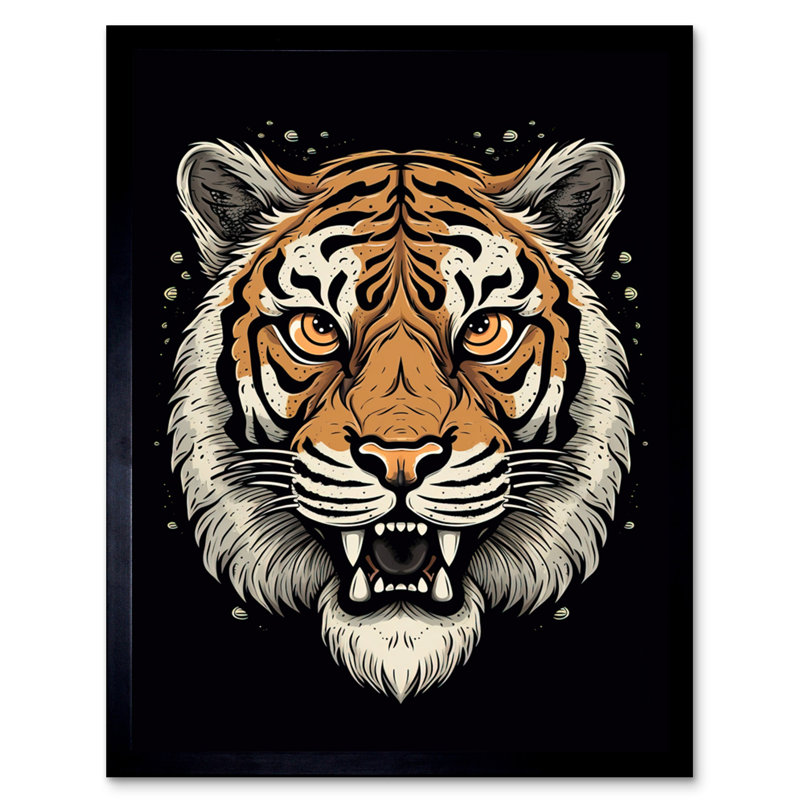 Morsun Old School USA Tattoo Ink Body Art Tiger Head Rockabilly 50s - Single Picture Frame Print