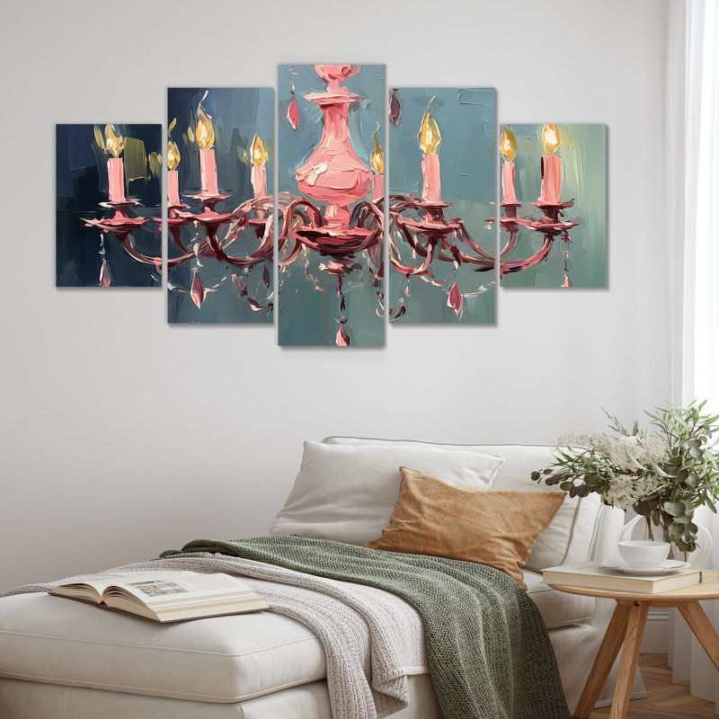 Luminaire lustre baroque rose Brilliance II - lustre, art mural multipanel
