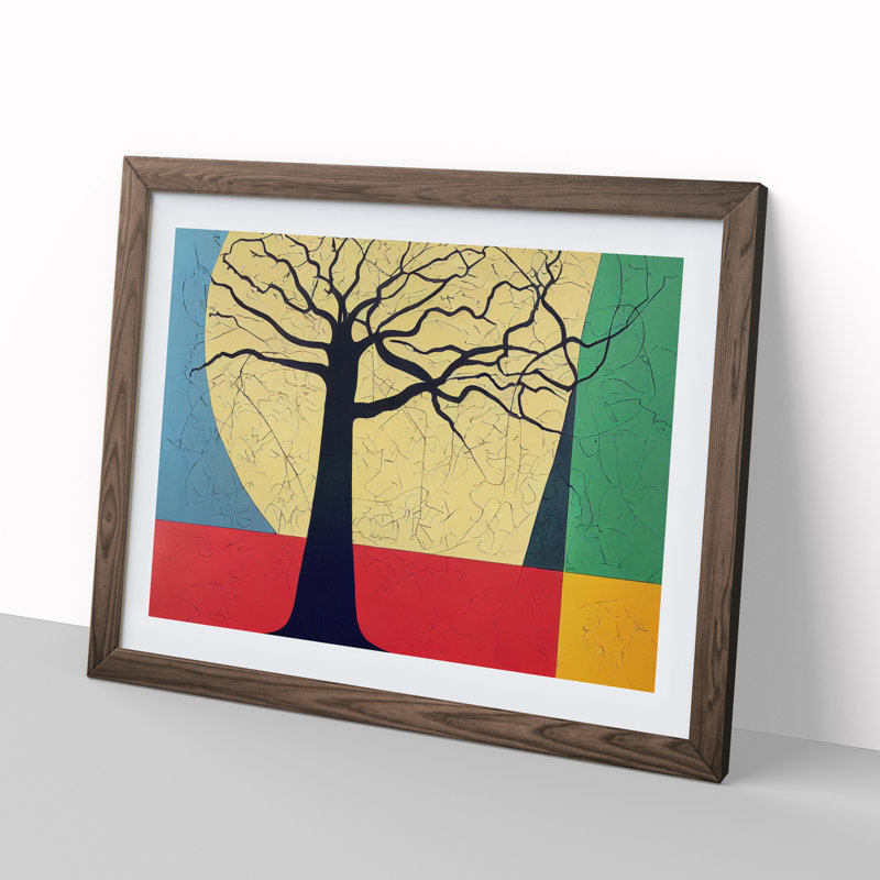 Majestic Abstract Tree 1 Piece Single Picture Frame Painting, 46cm H x 64cm W x 2cm D, Walnut