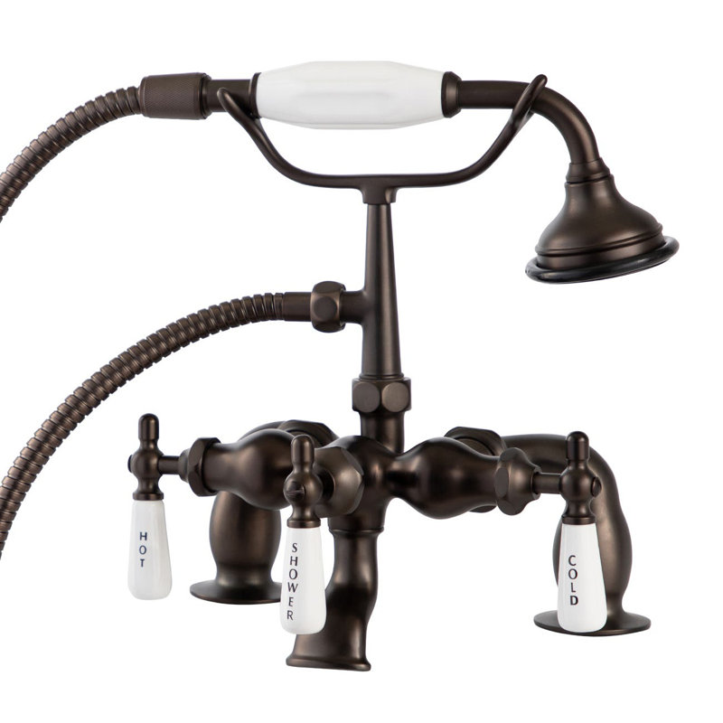 Baignoire sur pattes à 3 poignées avec douche à main Mason Hill, Noir