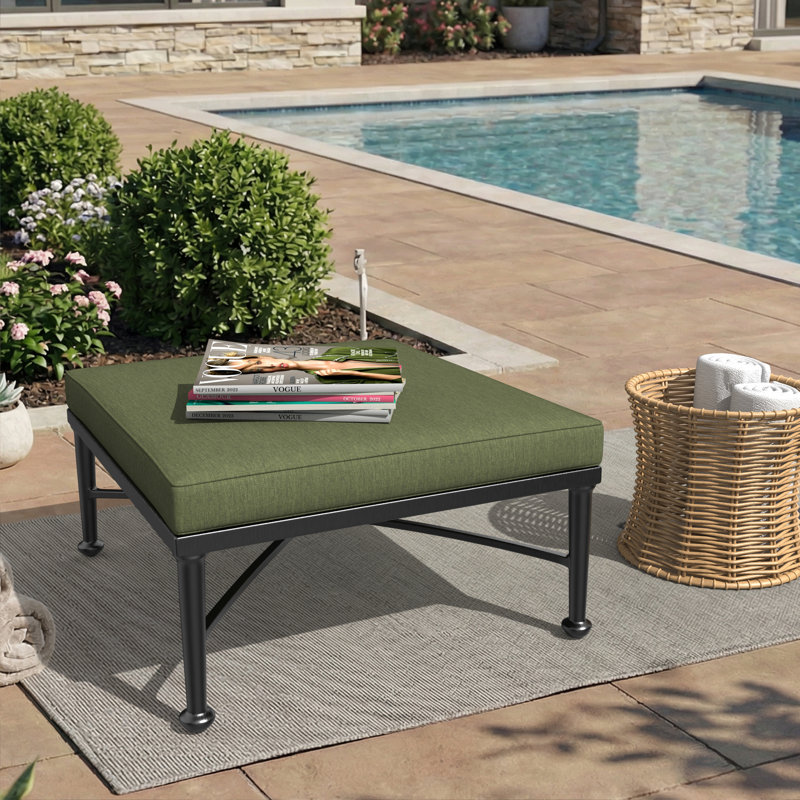 Sunbrella® Outdoor Ottoman Seat Cushion, 20" W x 22" D, Canvas Fern