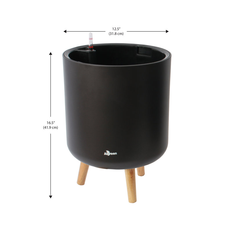 Modena Self-Watering Planter with Stand, Brown, 17.25"H x 13.4"W x 13.4"D