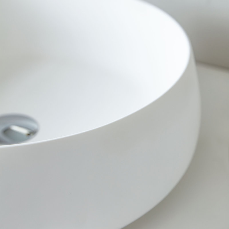Cpingao 17.7" Transparent Bathroom Sink Round Vessel Bathroom Sink, White