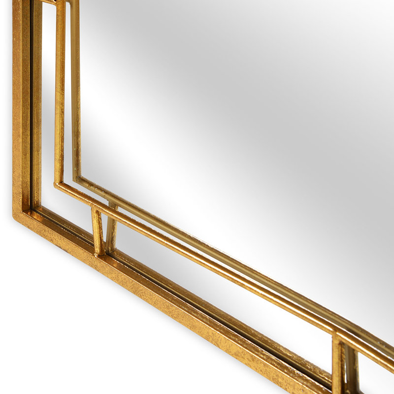 Metal Framed Wall Mounted Accent Mirror in Gold