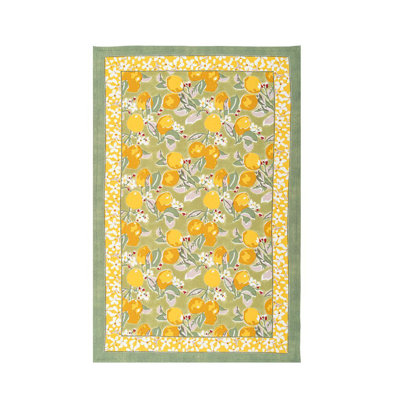 Citron Linen Floral Tea Towel