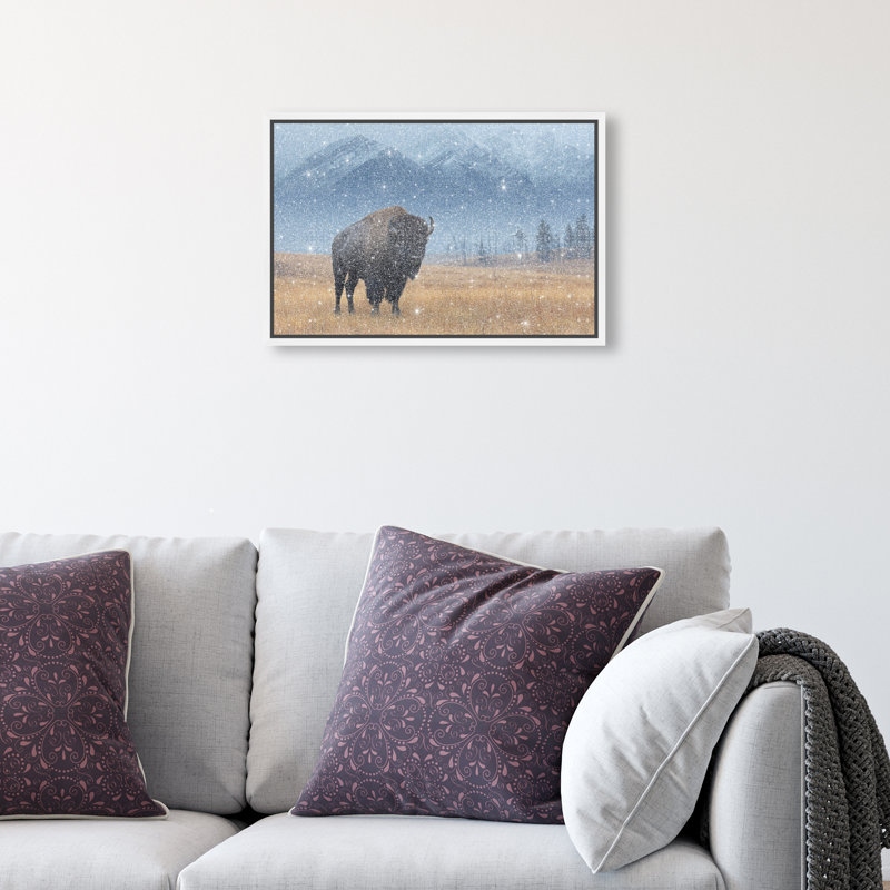 Mountain Bison I Print by Oliver Gal, 11" H x 16" W, White Floater Frame