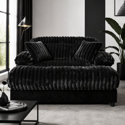 Canapé méridienne moderne de 62 pouces, modèle Cloud, revêtement en peluche confortable avec deux coussins décoratifs pour le salon