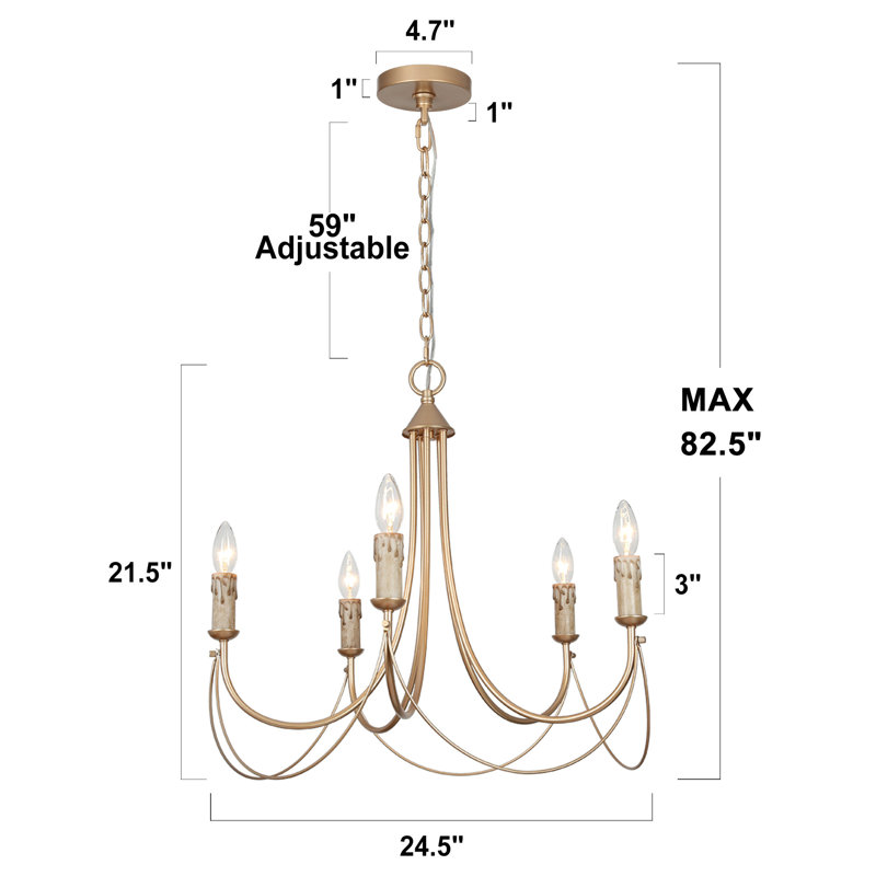 Fieldhouse 5-Light Unique Drum Gold Chandelier