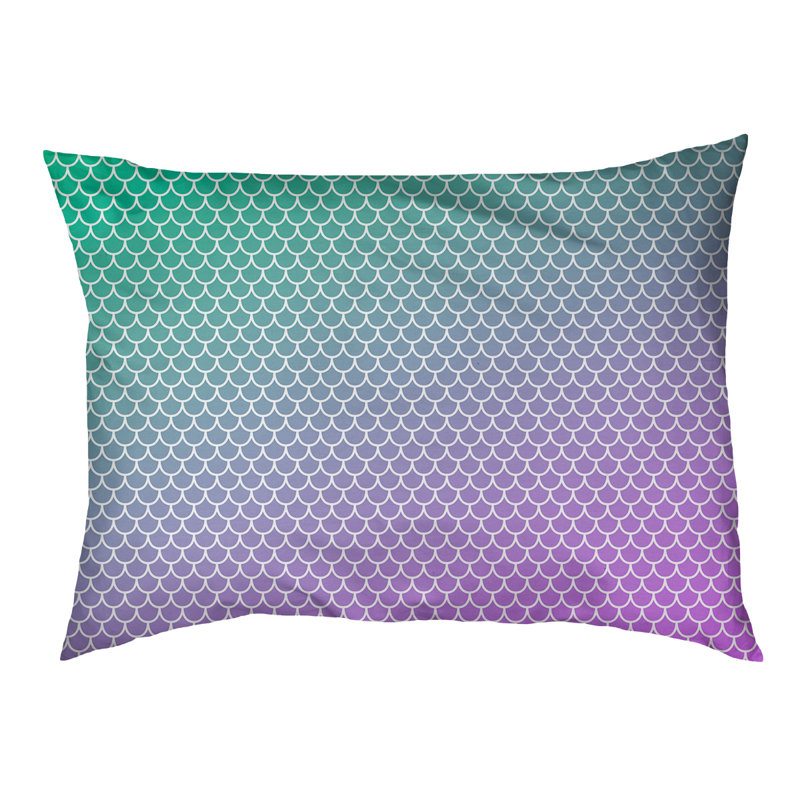 Coussin d'extérieur Campion, Moyen (L 29,5 po x P19,5 po x H 9,5 po), Vert / mauve clair