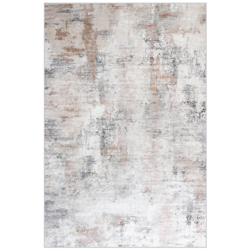 Tapis lavable intérieur moderne à motif abstrait antidérapant Straub, Rectangle de 5 pi x 8 pi