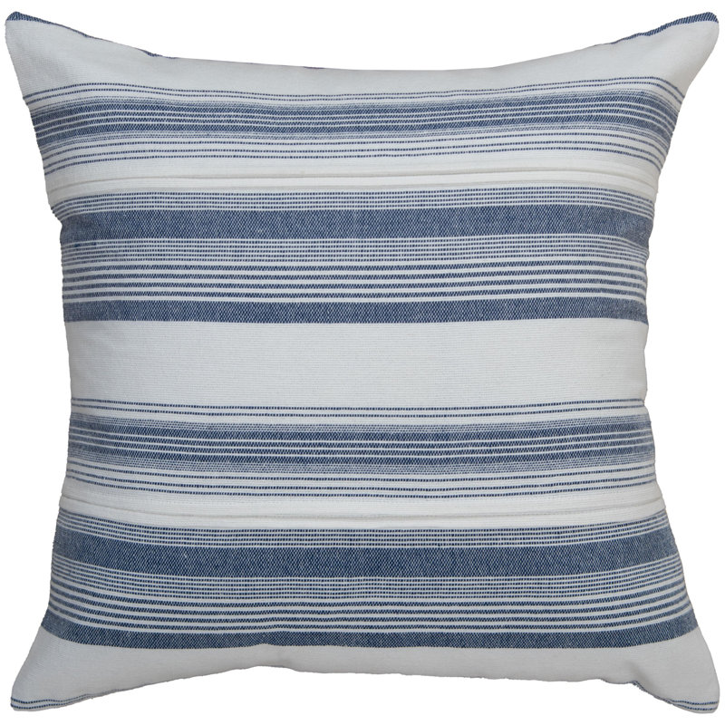 Cotton/Polyester Blend Down Filled Throw Pillow, Blue/White, Down Blend