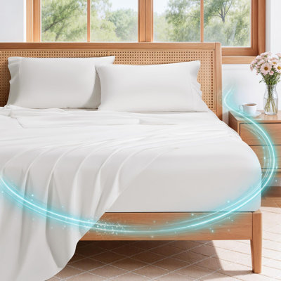 4-Piece 600 Series 100% Cotton Silver Infused Sheet Set