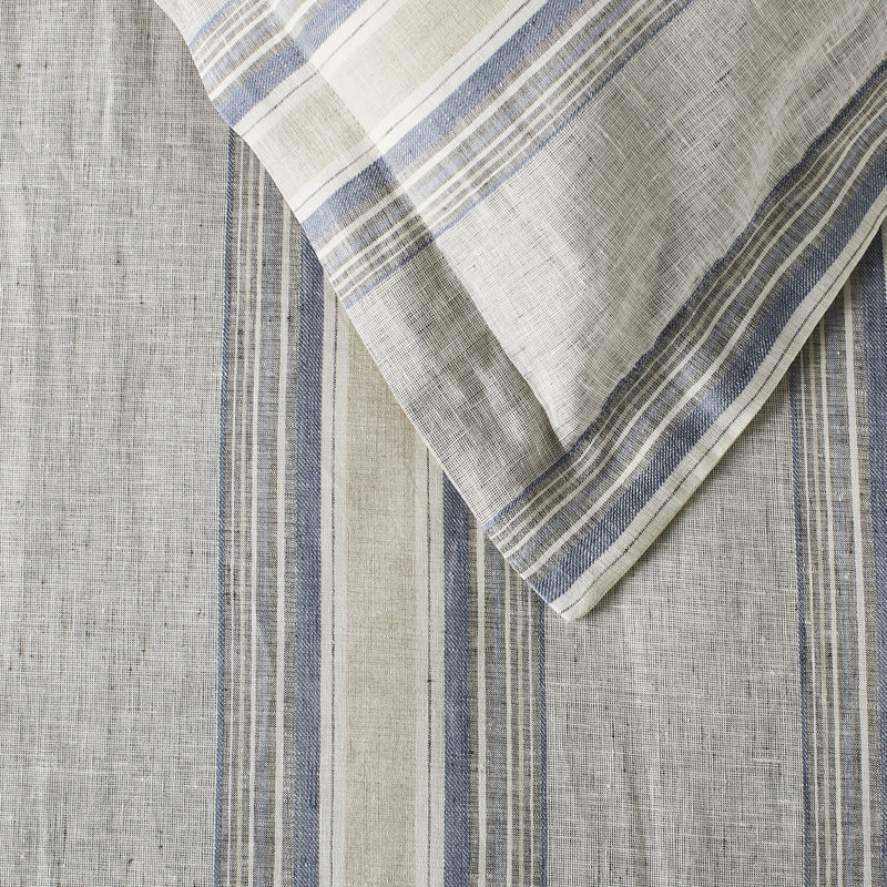 Dorian 100% Linen Striped Sham, Standard, Blue/Gray